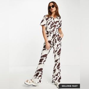 ASOS DESIGN twill 70s kickflare boilersuit
